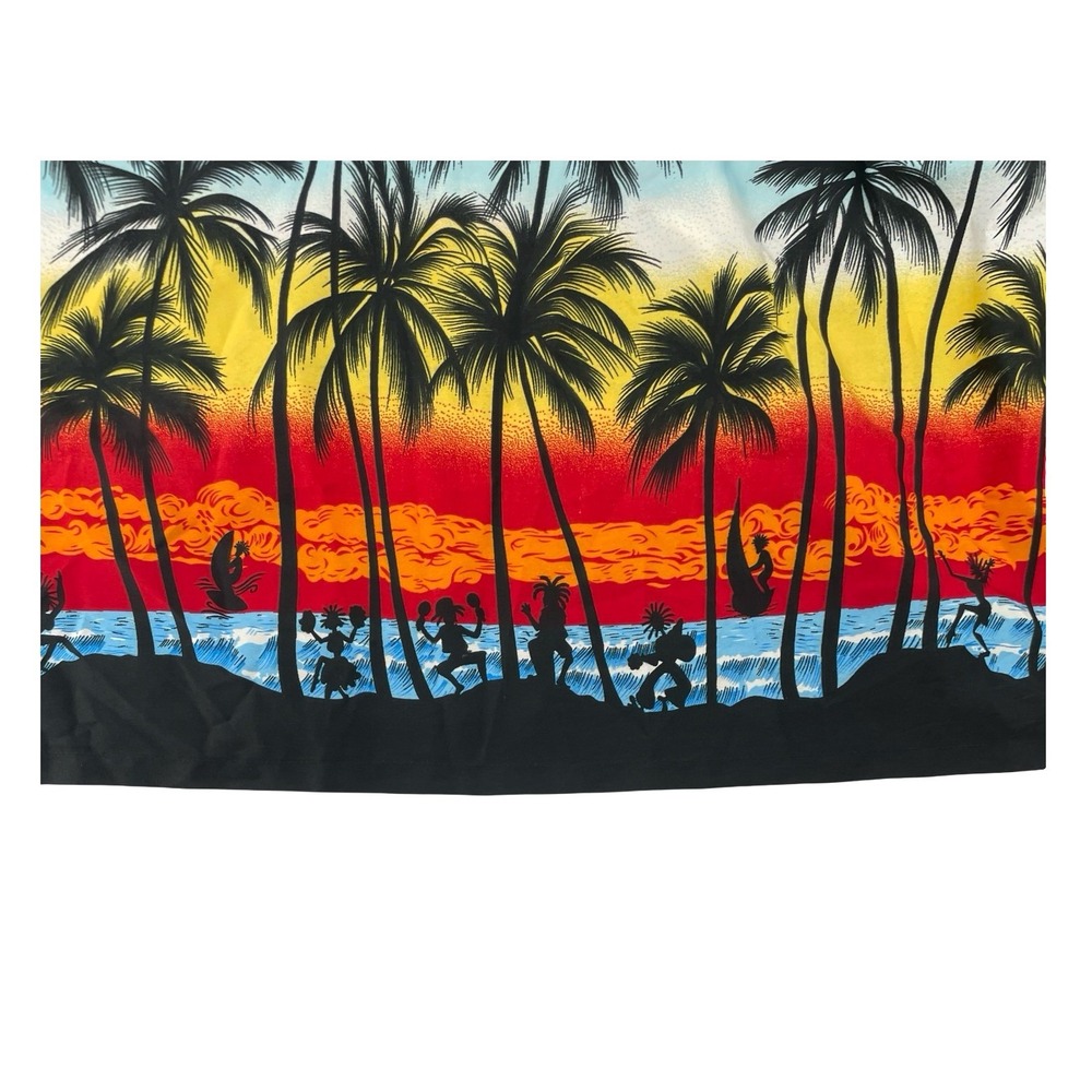 Happy Bay Men's Shirt Button Down Tropical Sunset Blue Multi-Color XL - Picture 4 of 5